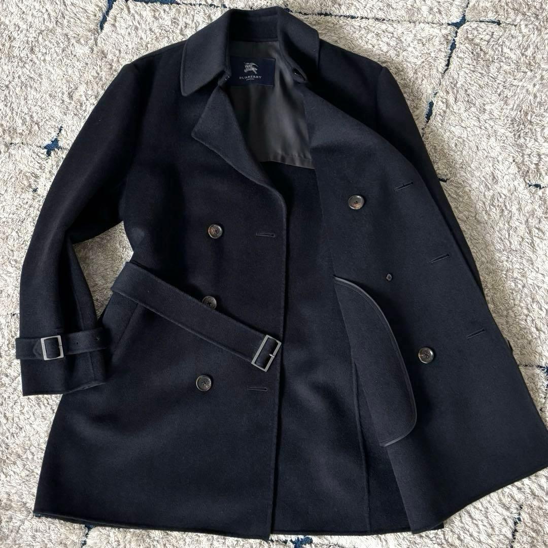 【美品✨】バーバリーロンドン　トレンチコート　カシミヤ　ウール　ベルト　黒　Ｌ