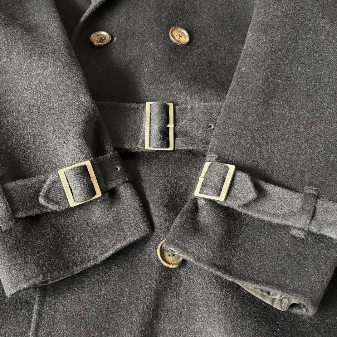 【美品✨】バーバリーロンドン　トレンチコート　カシミヤ　ウール　ベルト　黒　Ｌ