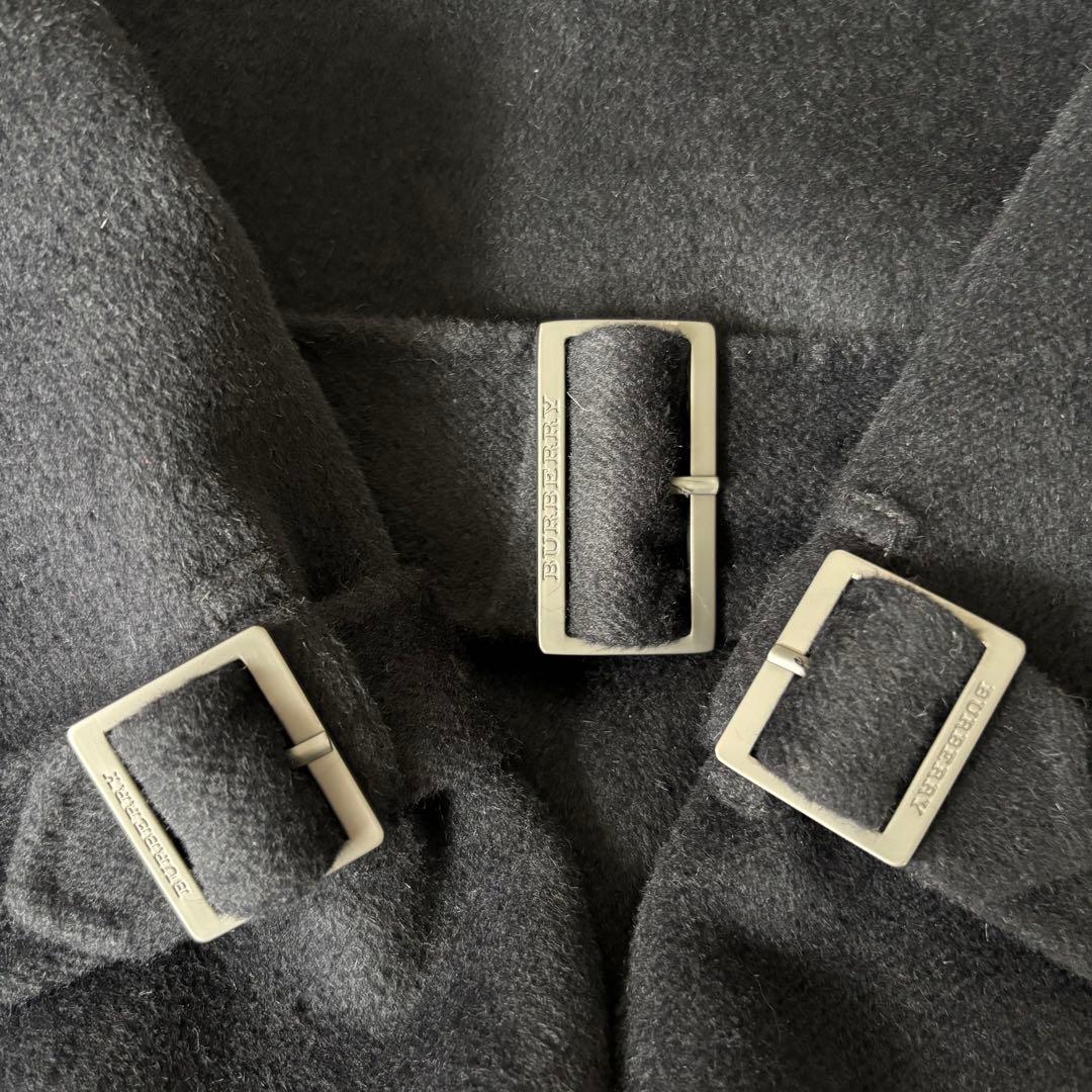 【美品✨】バーバリーロンドン　トレンチコート　カシミヤ　ウール　ベルト　黒　Ｌ