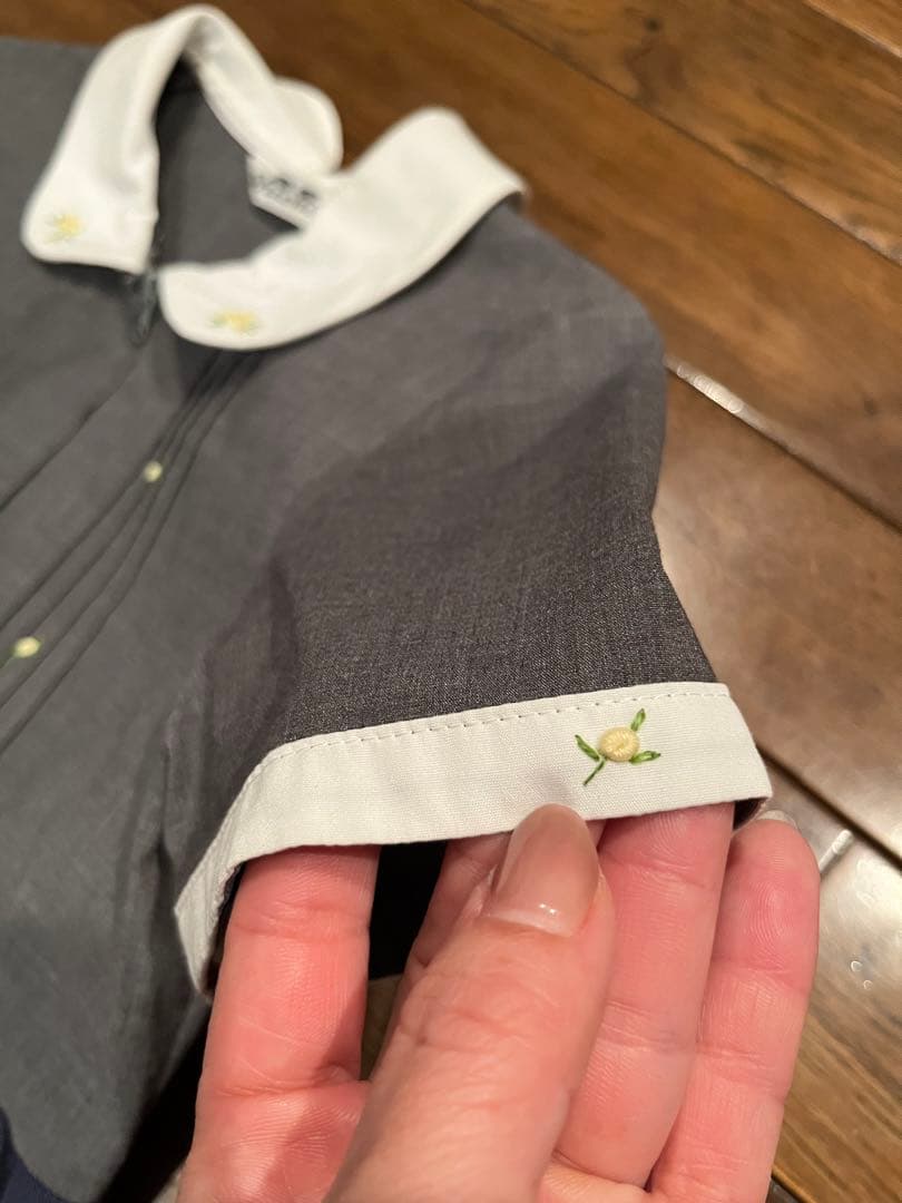 荻窪七里　グレー×チェック半袖ワンピース　120サイズ　七里久美子　お受験