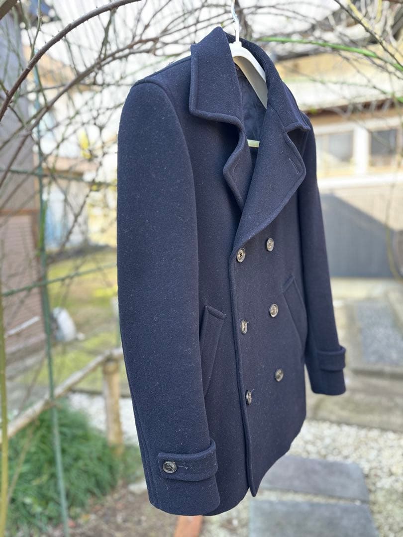 美品　トゥモローランド　ピーコート　カシミヤ混　中綿入り　ネイビー　M