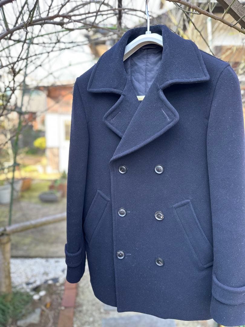 美品　トゥモローランド　ピーコート　カシミヤ混　中綿入り　ネイビー　M