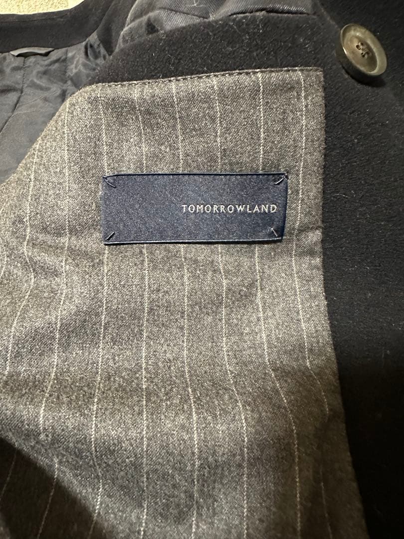 美品　トゥモローランド　ピーコート　カシミヤ混　中綿入り　ネイビー　M