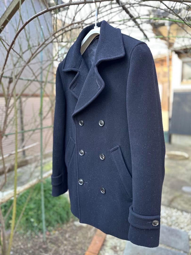 美品　トゥモローランド　ピーコート　カシミヤ混　中綿入り　ネイビー　M