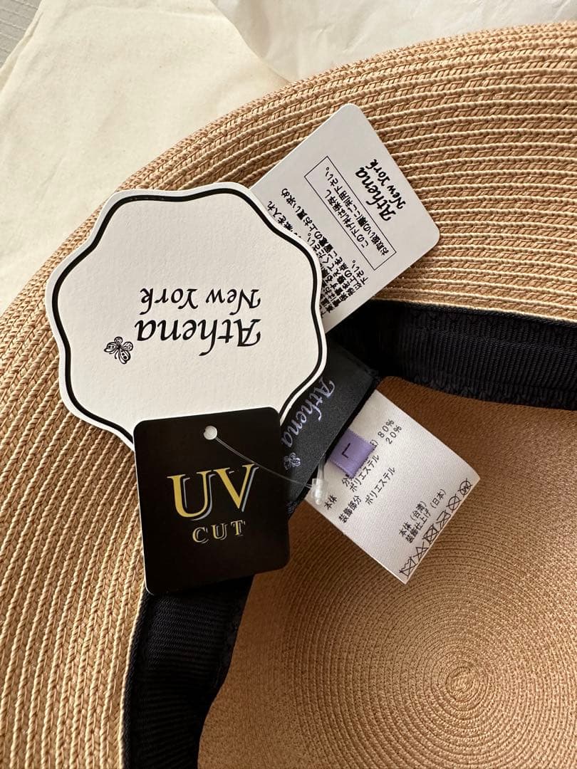 値下げ【新品未使用】アシーナニューヨーク麦わら帽子Ｌサイズ　タグ、保存袋付き