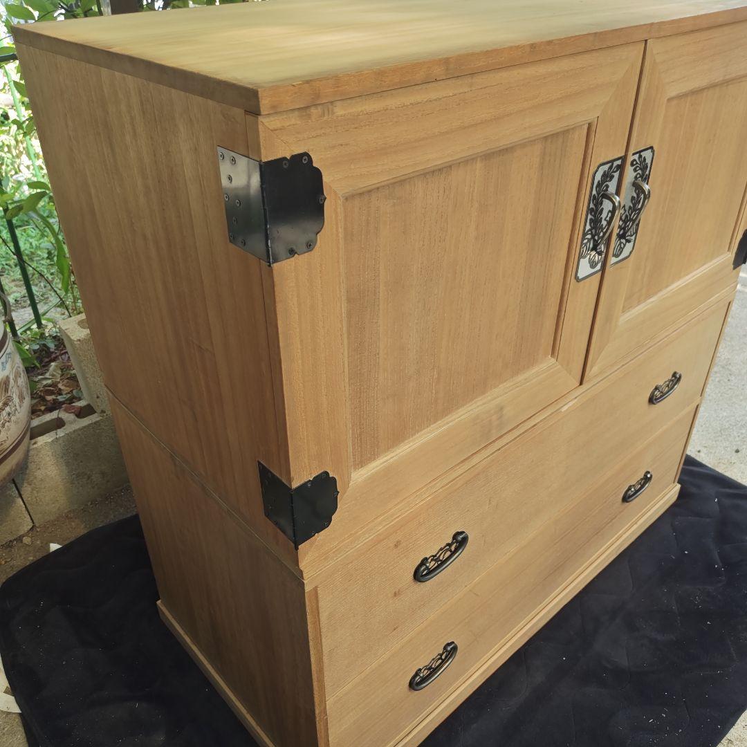 昭和レトロ☆高級 総桐箪笥 飾り金具 和箪笥 着物箪笥☆2分割 当時物