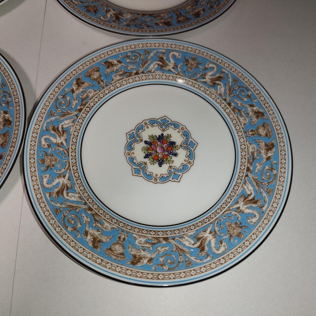 ウェッジウッド【フロレンティーンターコイズ】17.5cm プレート ６枚 黒壺