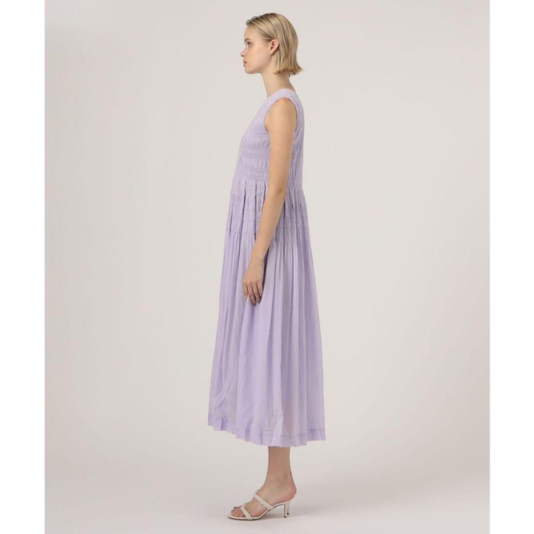 ヌキテパ コットンボイルシャーリングスリーブレスドレス　ロングワンピース