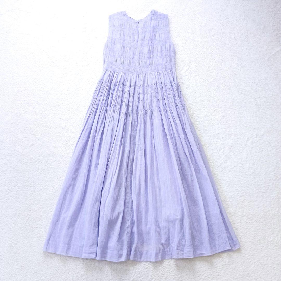 ヌキテパ コットンボイルシャーリングスリーブレスドレス　ロングワンピース