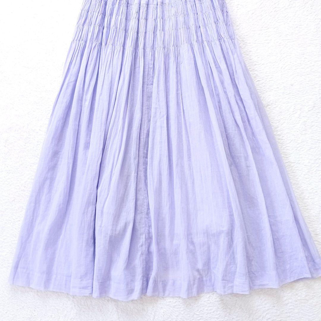 ヌキテパ コットンボイルシャーリングスリーブレスドレス　ロングワンピース