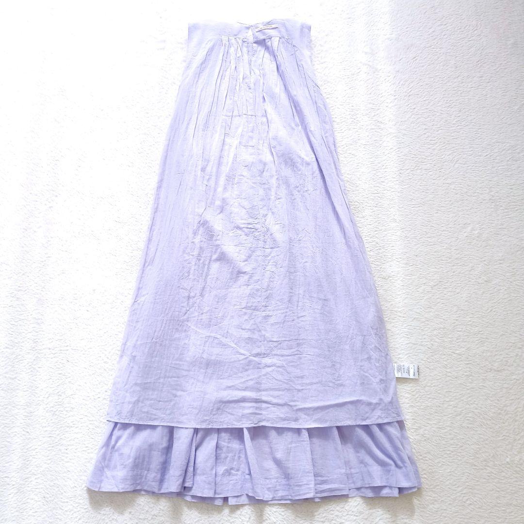 ヌキテパ コットンボイルシャーリングスリーブレスドレス　ロングワンピース