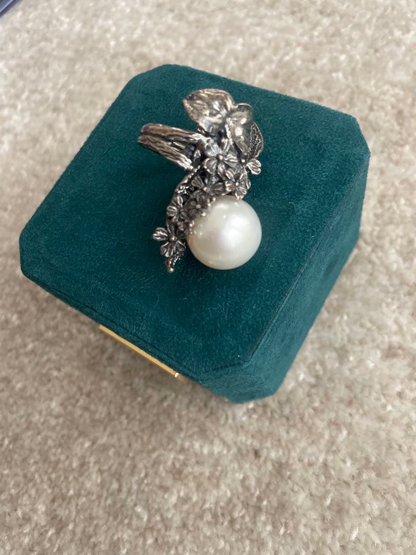 原岡ケンゾ先生ハンドメイド　 真珠付き リング