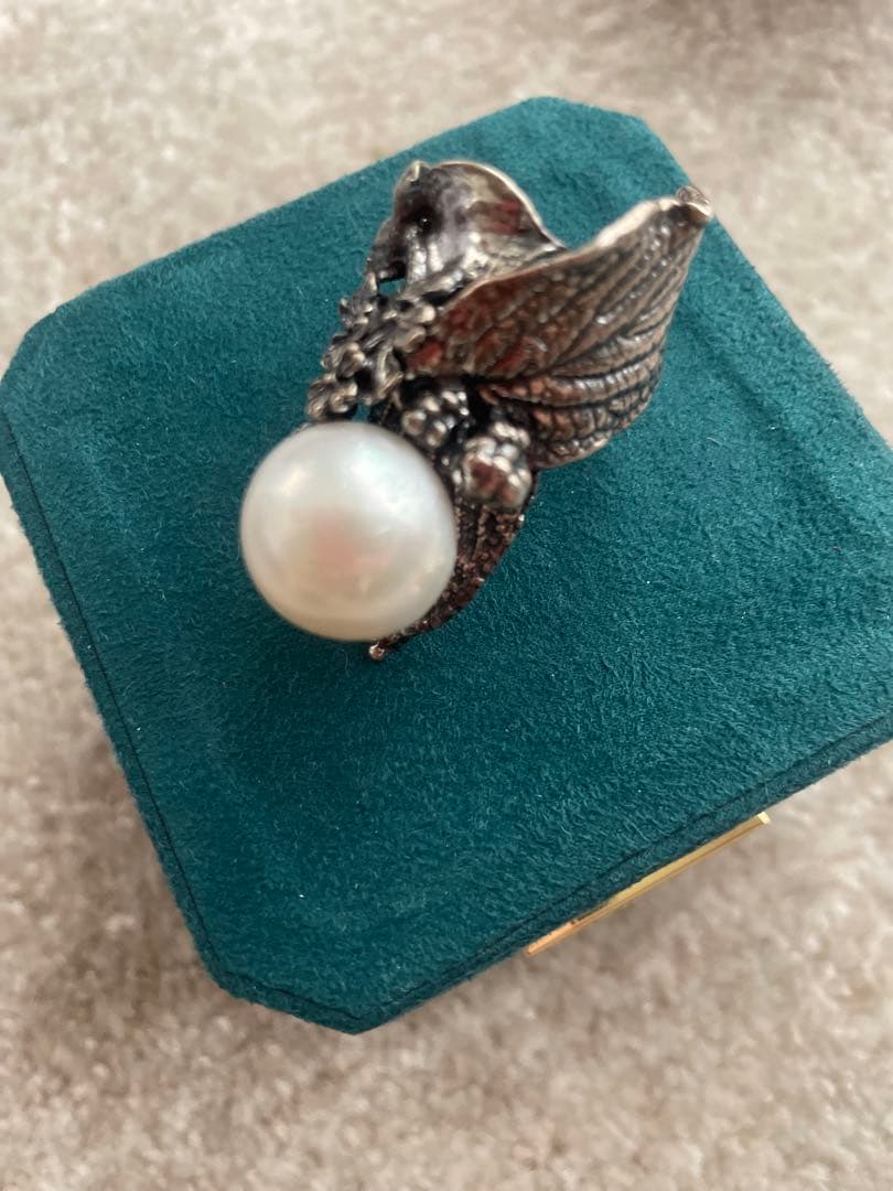 原岡ケンゾ先生ハンドメイド　 真珠付き リング