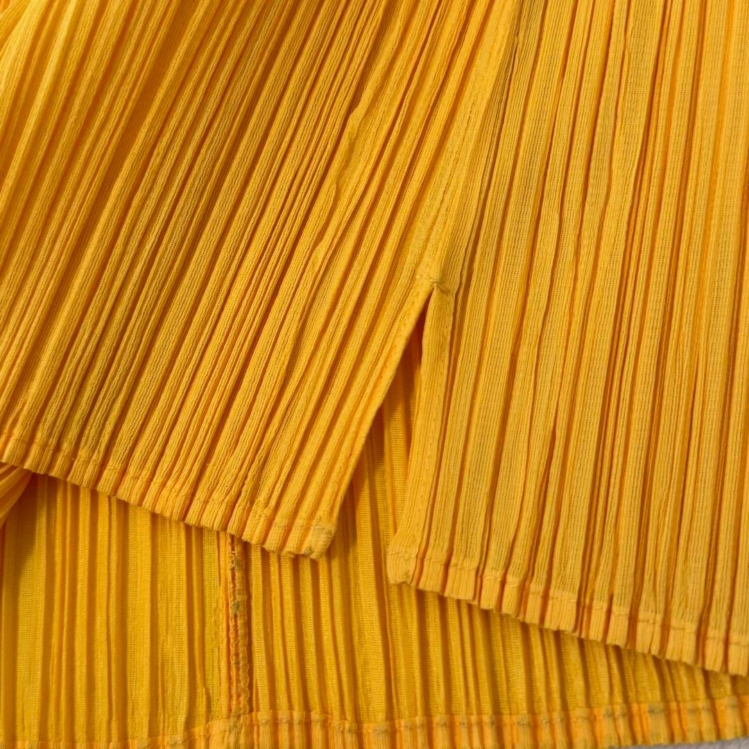 美品✨PLEATS PLEASE プリーツ　スリット入り　イエロー　長袖