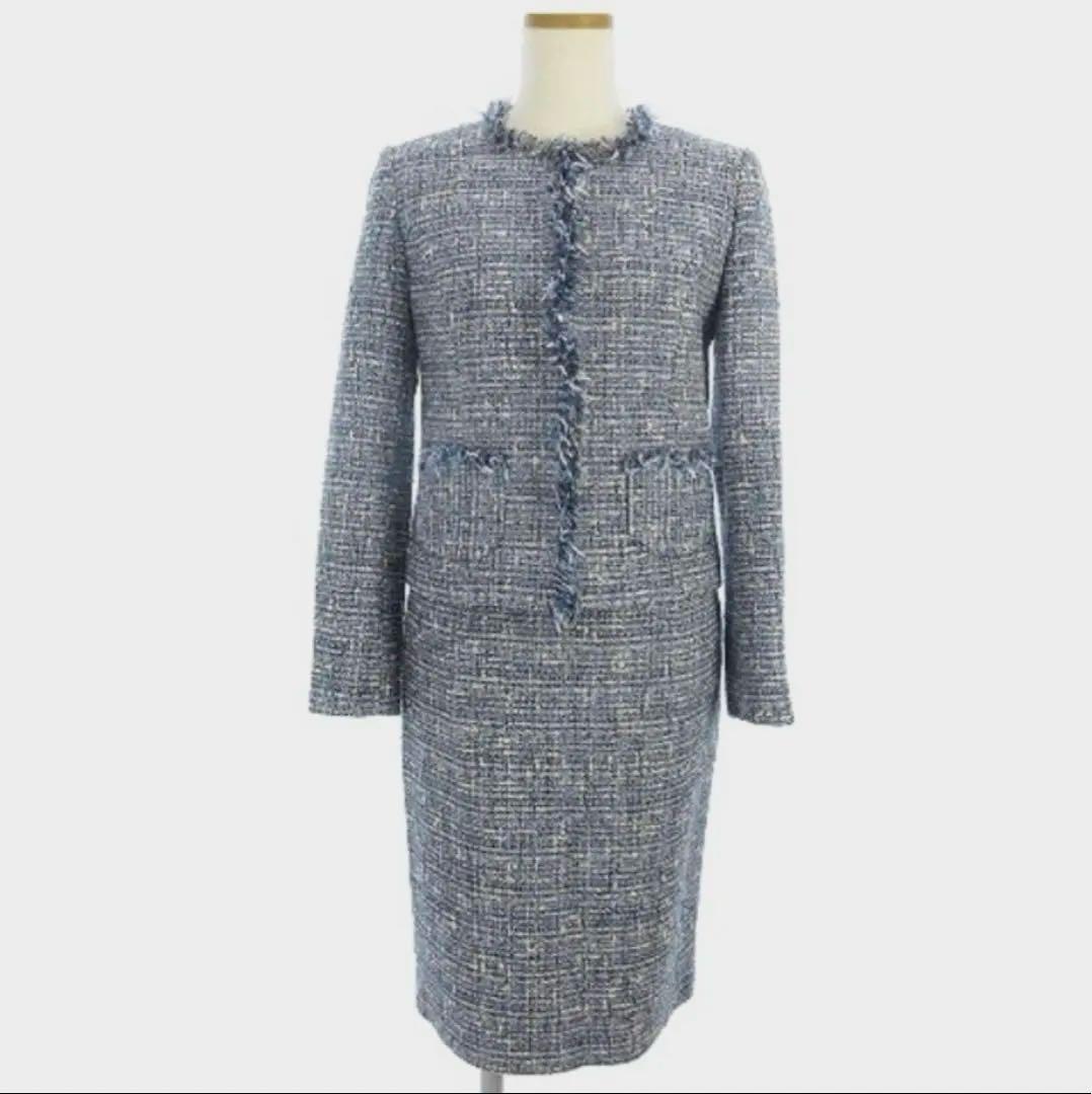 【美品】　エストネーション　ツイード　セットアップ　スーツ　ブルー　卒業　入学