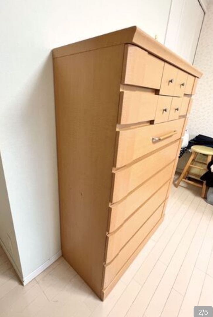 ナチュラルウッド(木目） チェスト（タンス）5段 引き出し