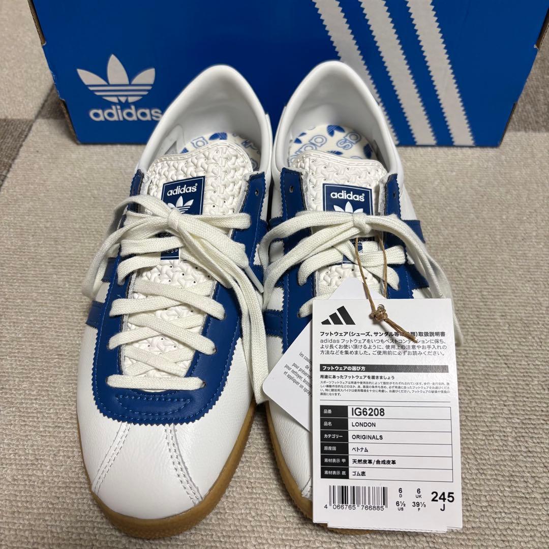 【新品】アディダスオリジナルス ロンドン ホワイト ブルー ガム ソフトレザー