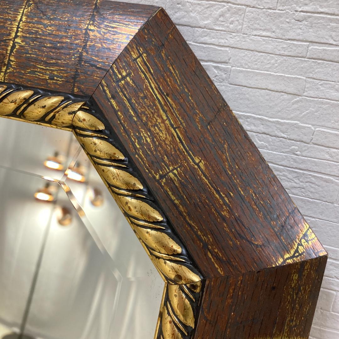 イタリア製　アンティーク調　ウォールミラー　壁掛け鏡　姿見