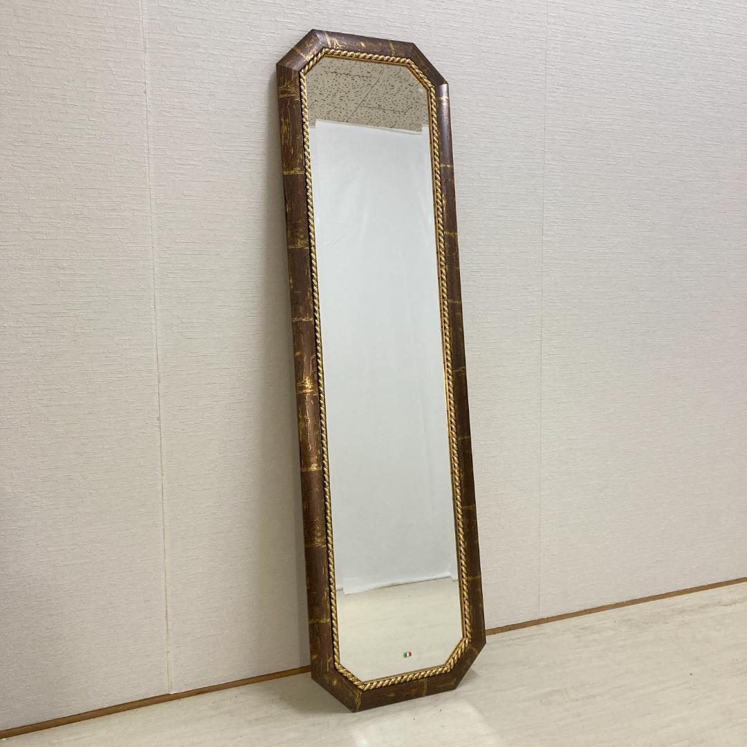 イタリア製　アンティーク調　ウォールミラー　壁掛け鏡　姿見