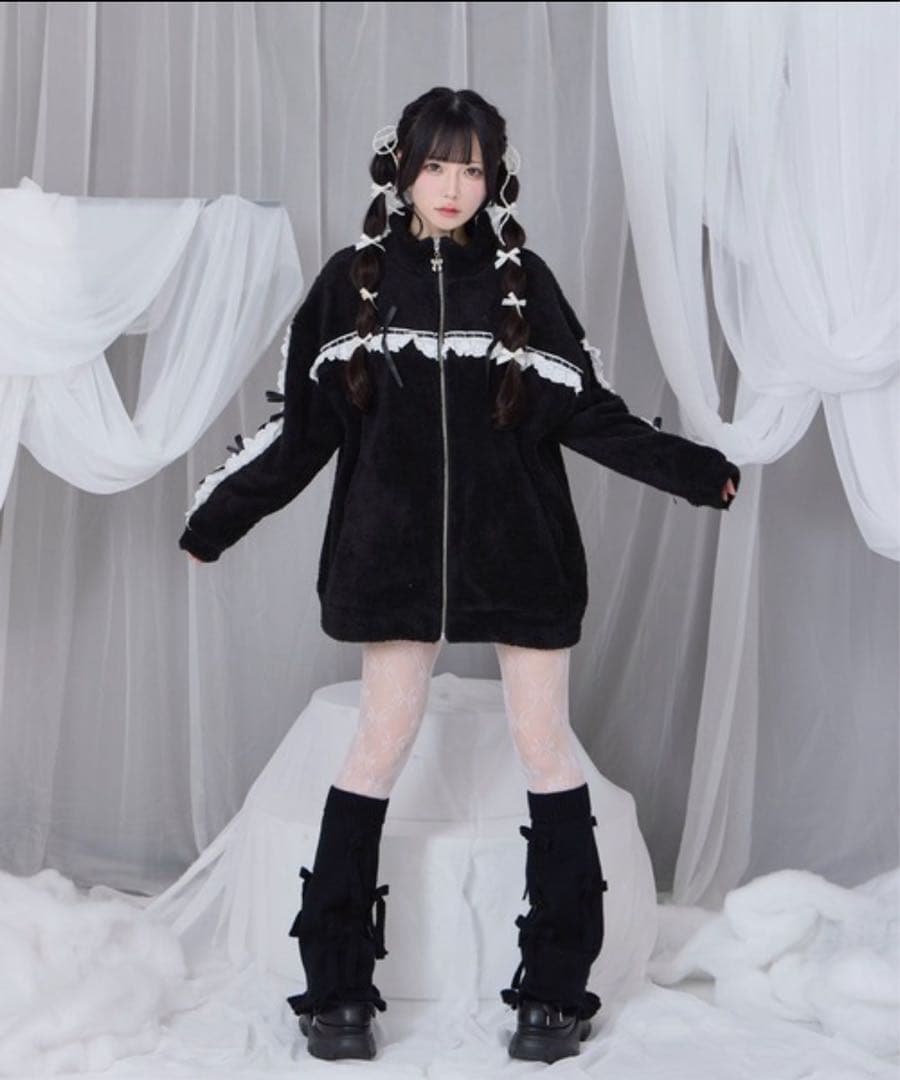 Honey Cinnamon ハニーシナモン コットンレースフェイクボアアウター