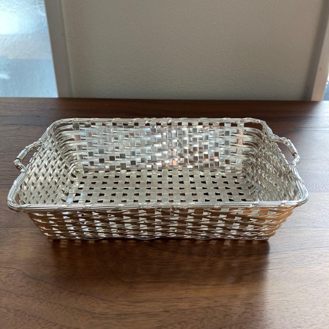 銀座WAKO 和光 銀細工 おしぼりトレイ 5個組+ バスケット付