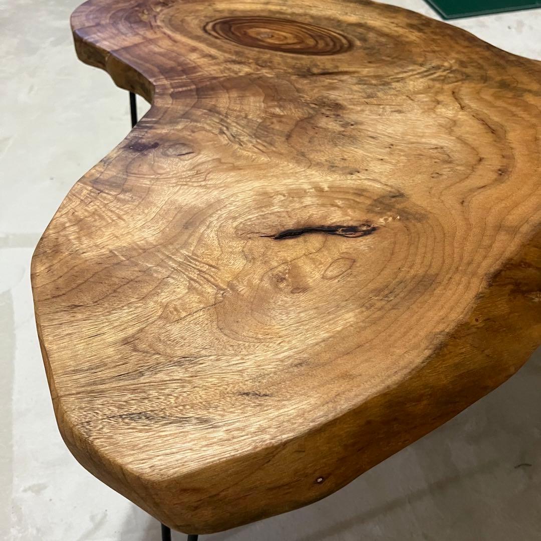 ナチュラルウッド センターテーブル ハート型