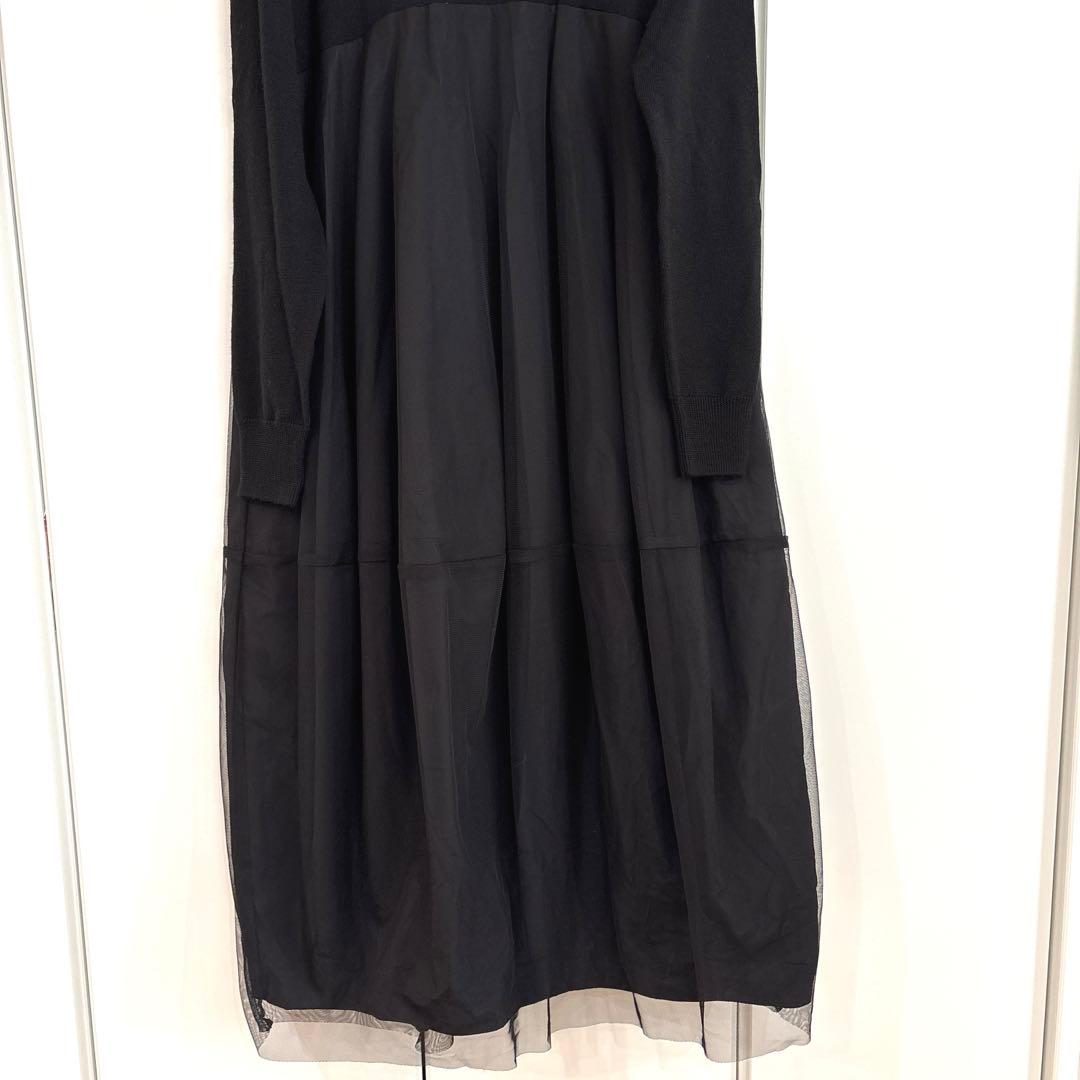 美品 ビアズリー beardsleyニットチュール マル ワンピース ブラック