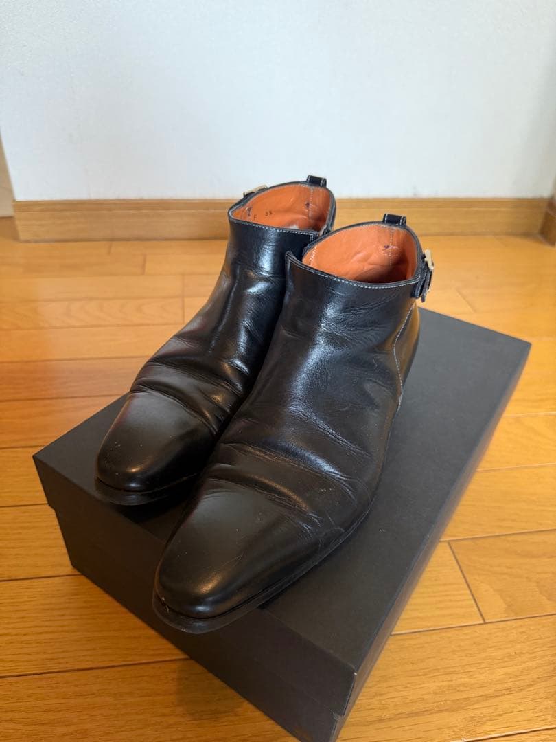 サントーニ　レザーアンクルブーツ ブラック