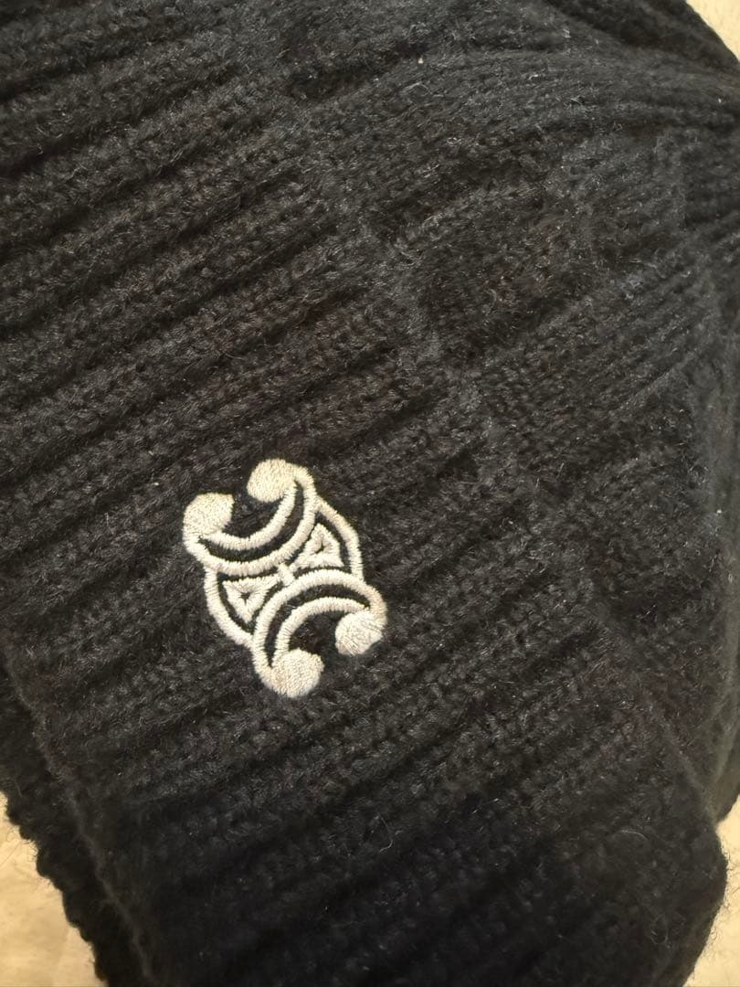 CELINE ケーブル編み ニット帽 黒