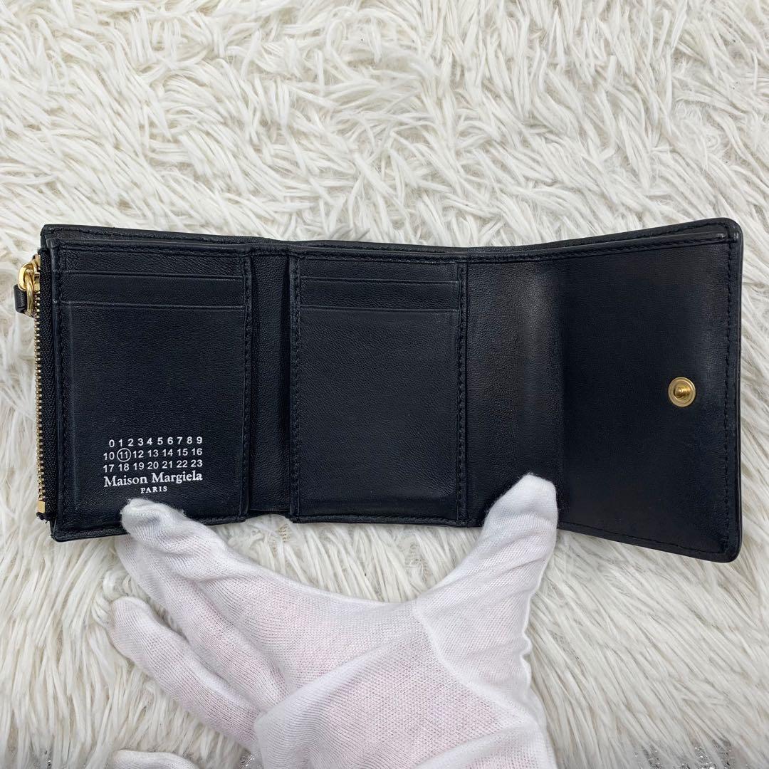 【✨極美品✨】マルジェラ グラムスラム 三つ折り財布 カレンダーロゴ ブラック