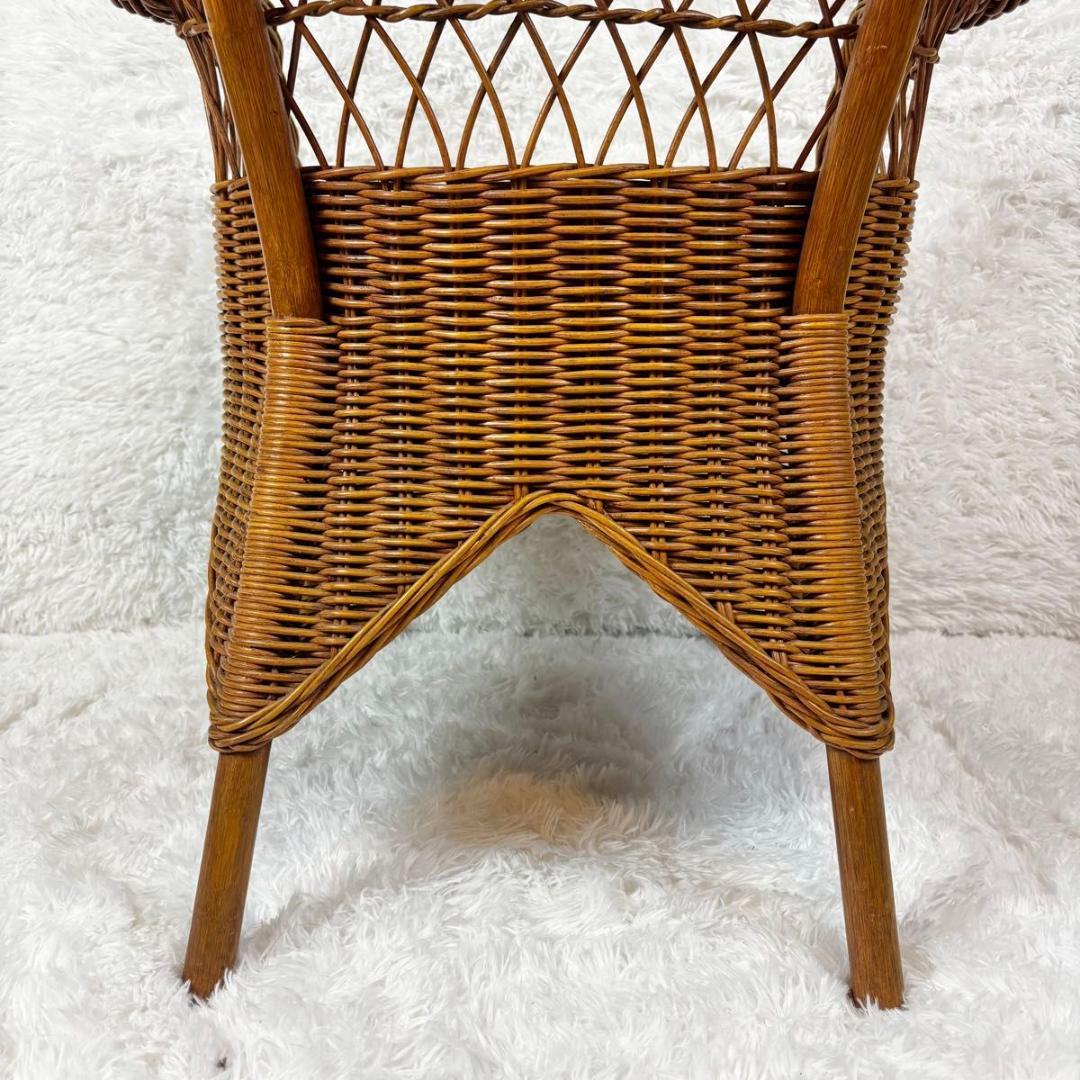『美品』カサブランカ　ラタン　籐　アーム付き　クッション付き　チェア