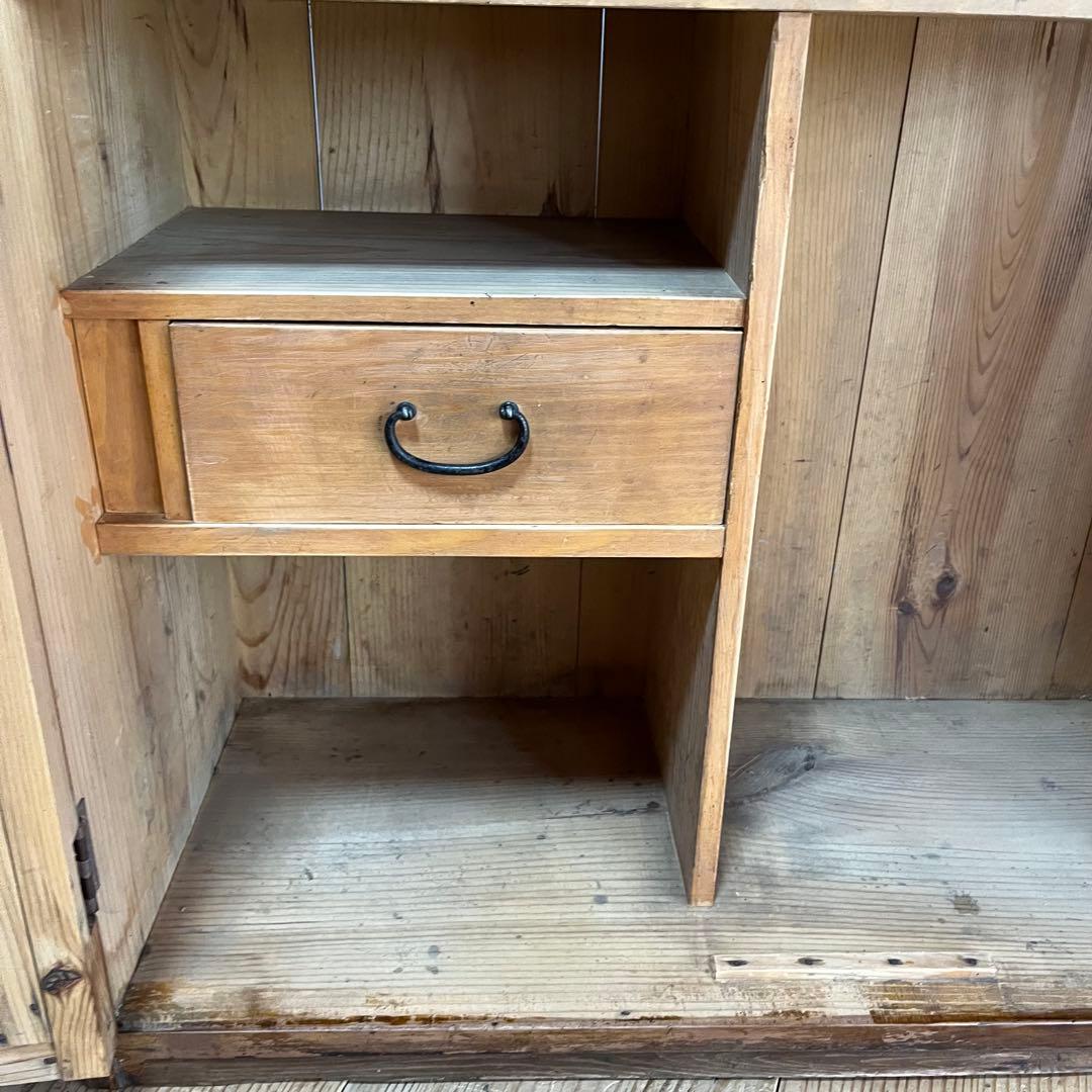 アンティーク 木製 チェスト 棚 食器棚 本棚 無垢材 カウンター