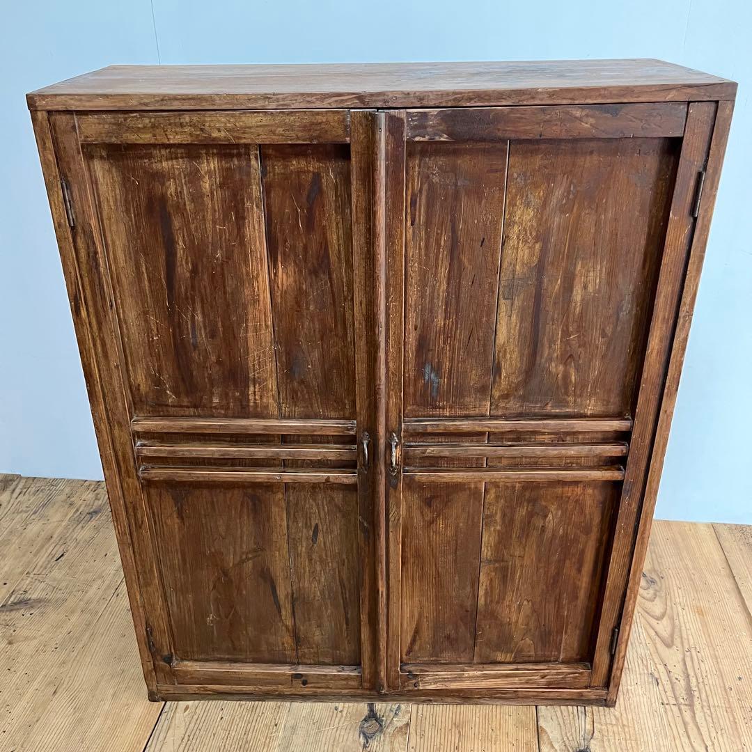 アンティーク 木製 チェスト 棚 食器棚 本棚 無垢材 カウンター