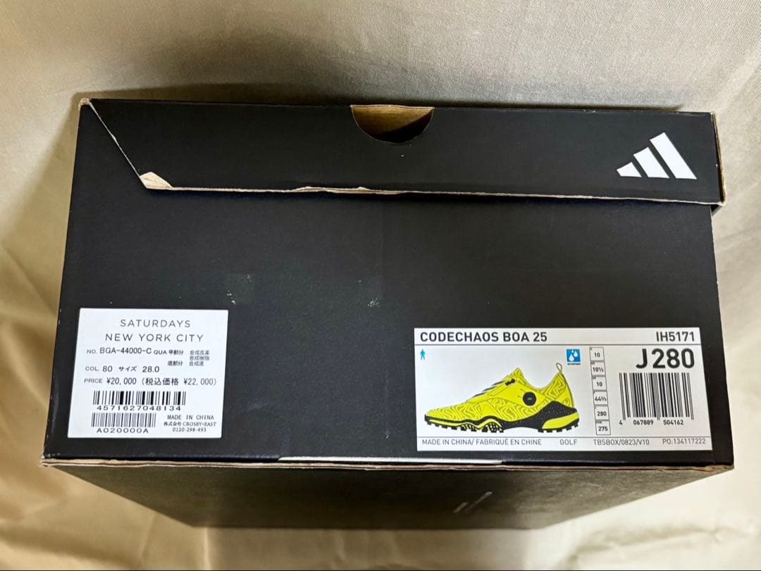 アディダス新品箱入り⭐️ゴルフシューズコードカオス25 ボア IG8705防水靴