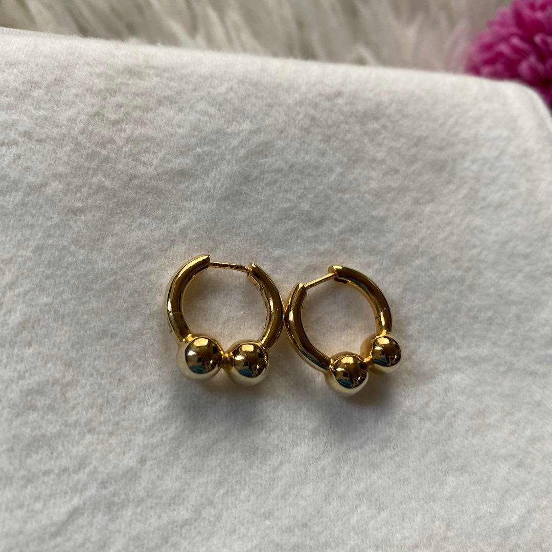 KiwiAll Blues フープ ピアス パール 輪っか 円　ゴールド