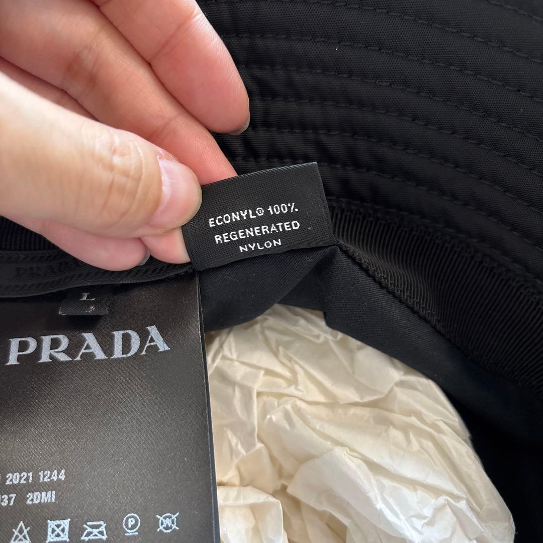 PRADA バケットハット ReNylon Lサイズ 三角ロゴ 黒