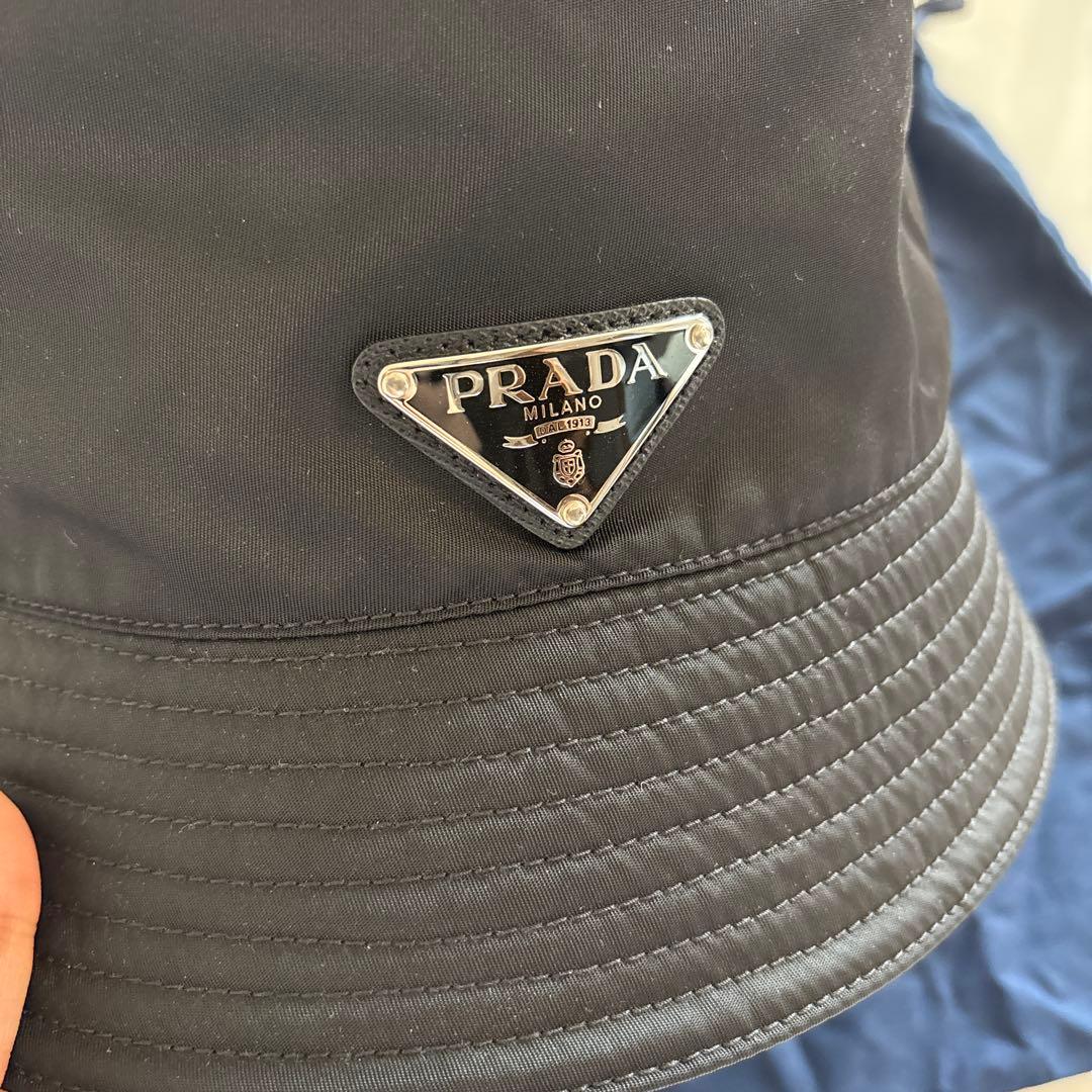 PRADA バケットハット ReNylon Lサイズ 三角ロゴ 黒
