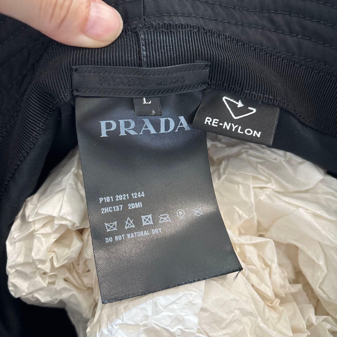 PRADA バケットハット ReNylon Lサイズ 三角ロゴ 黒