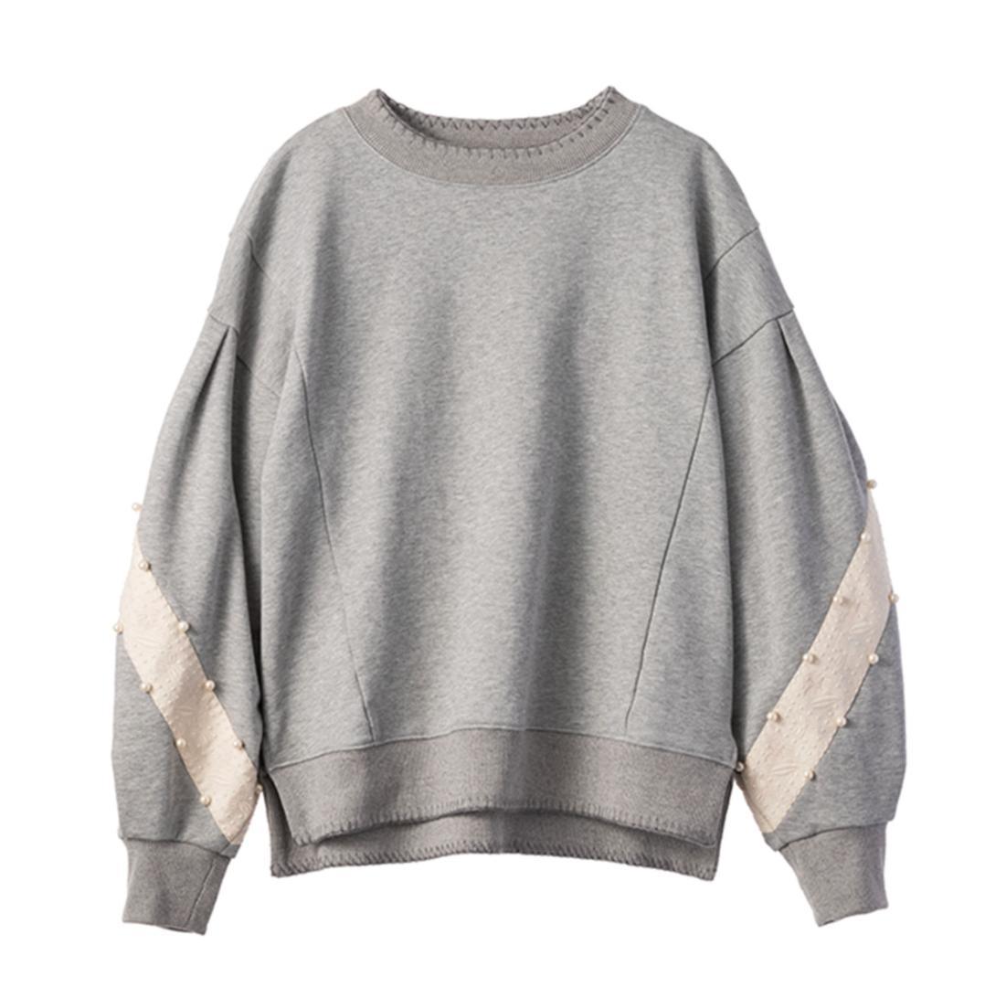 試着のみ MUVEIL ミュベール スズラン刺繍裏毛プルオーバー 38