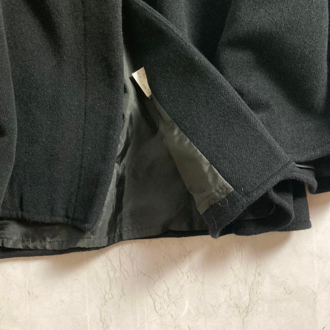 美品　フォックスファー アンゴラ混　ファー付フードポンチョ　サイズフリー　黒