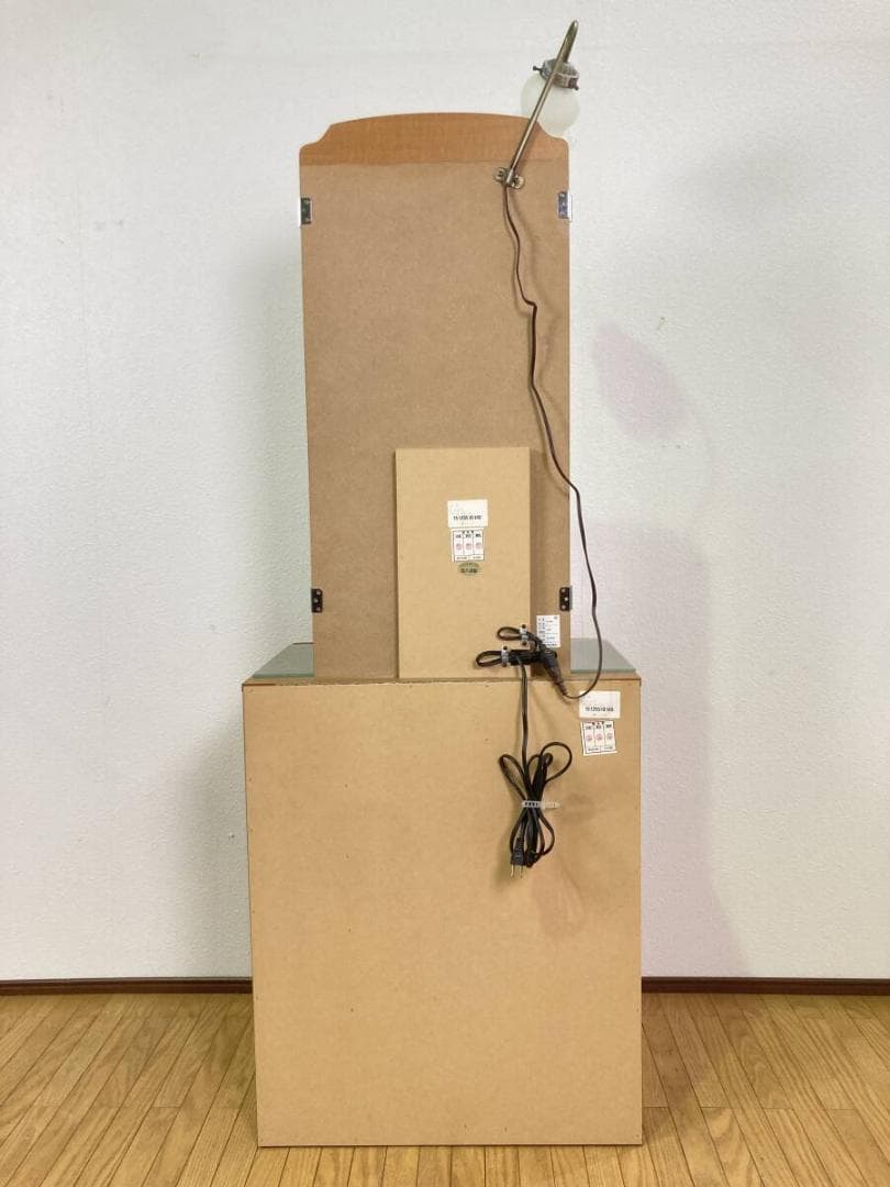 ニトリ レスティⅡ 3面鏡 三面鏡 ドレッサー 照明 イス付き ライトブラウン