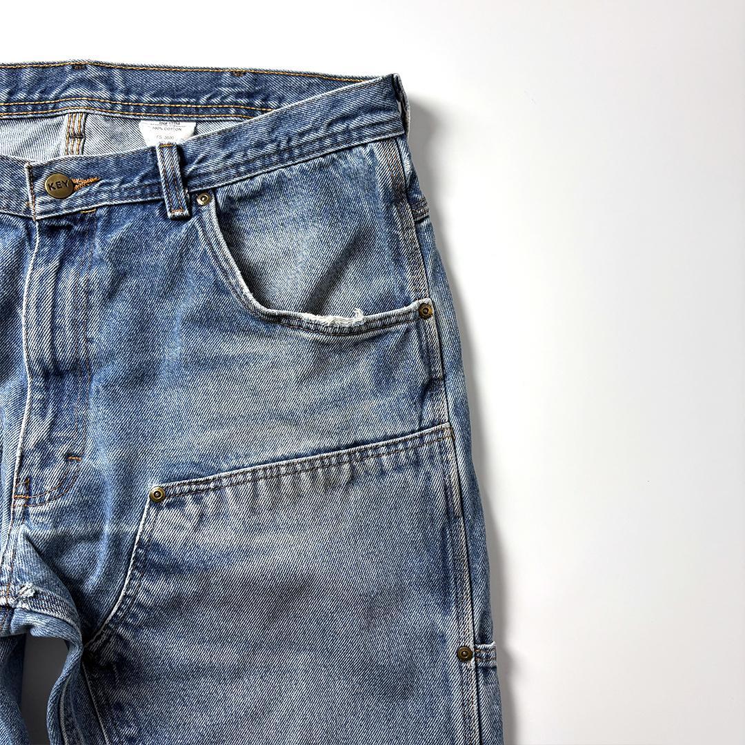 ダブルニー デニム ペインターパンツ W36 L30 KEY キー 鬼フェード