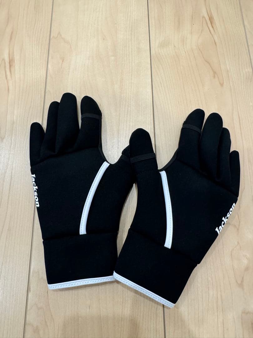 ジャクソン JS 耐久撥水ハーフジップパーカー ブラック M と防寒手袋