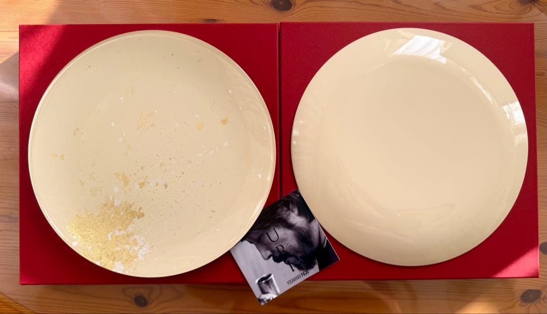 YOSHIHIKO FUJII 漆白金箔ガラスプレート2枚組