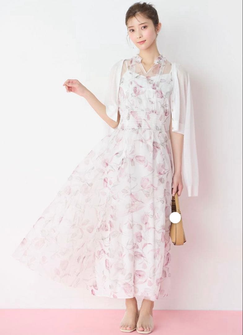 CELFORD レイヤードフラワープリントワンピース