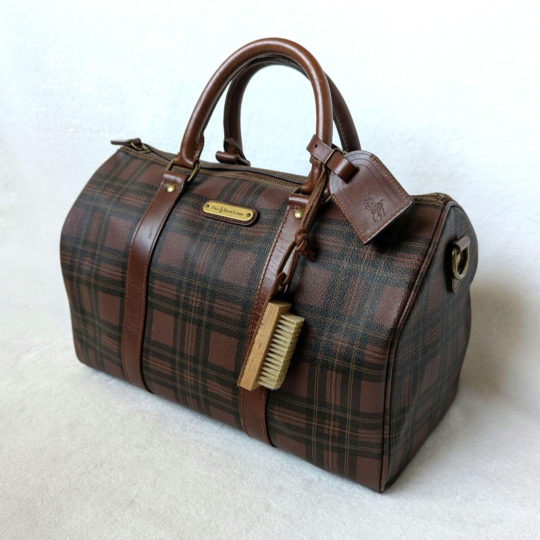 ポロラルフローレン ミニ ボストンバッグ PVC チェック　　♦ボルター♦