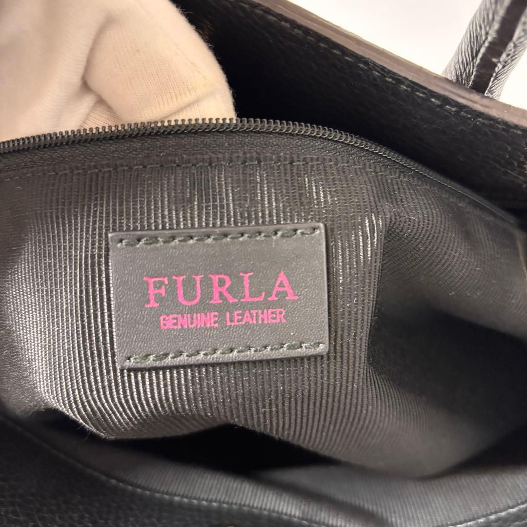 【美品】フルラ アルバ ビジネス トートバッグ レザー ブラック A4 PC可能