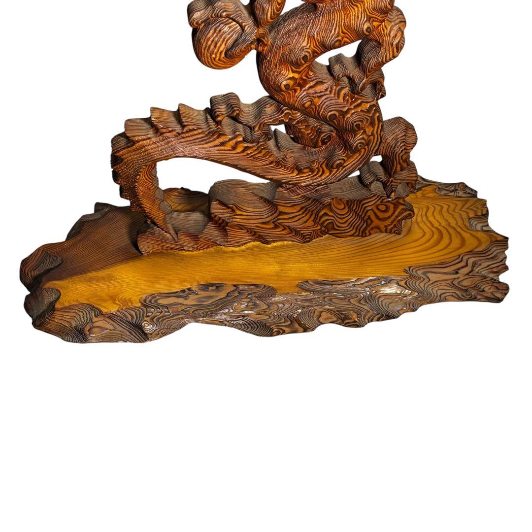 昇龍　木彫　龍　竜　縁起物　置物　インテリア　ドラゴン　木製　オブジェ