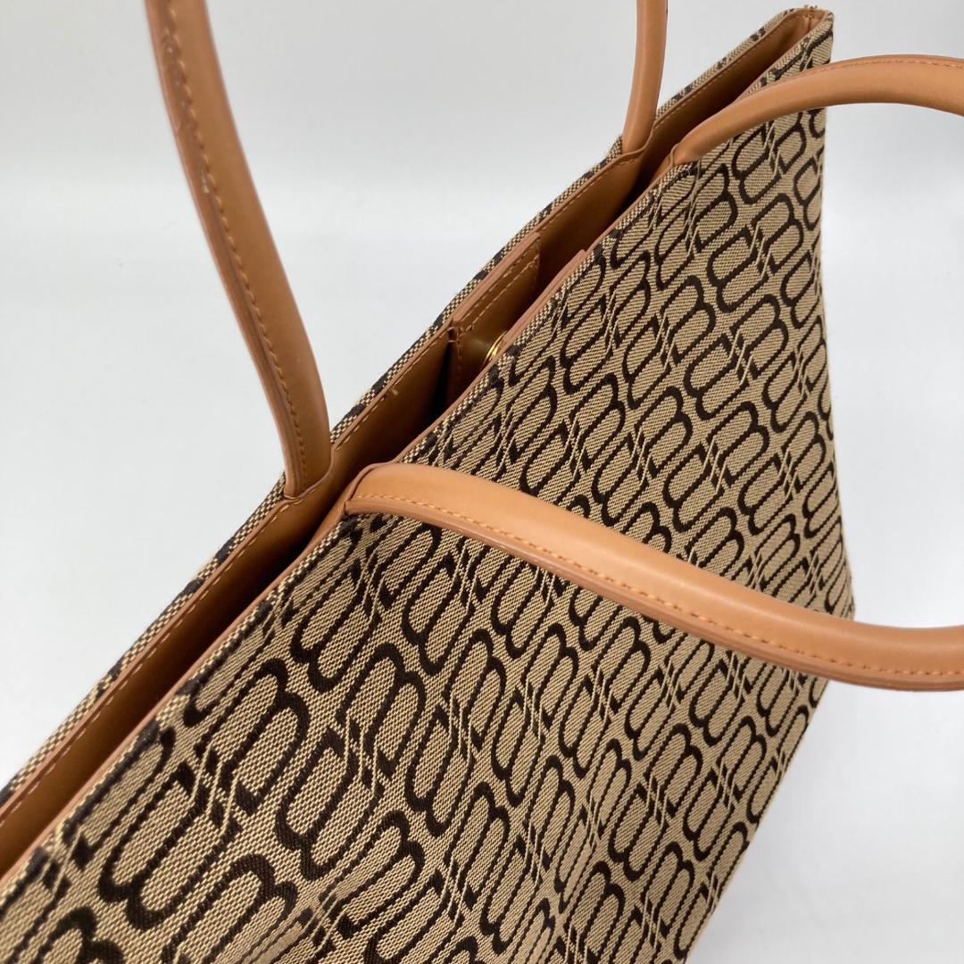 美品✨バレンシアガ トートバッグ 肩掛け ロゴ キャンバス キャメル