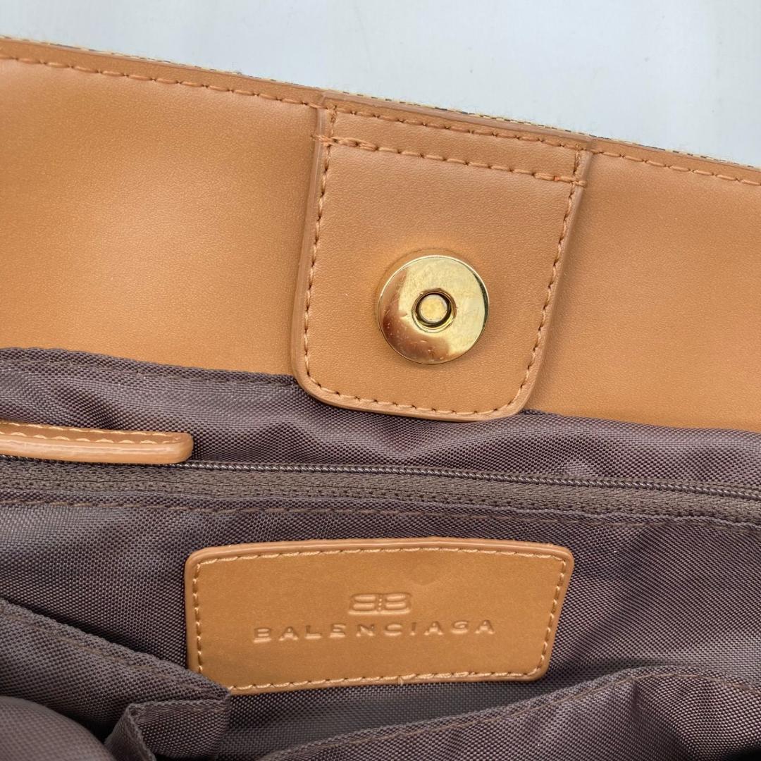 美品✨バレンシアガ トートバッグ 肩掛け ロゴ キャンバス キャメル